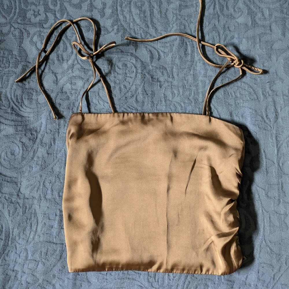 Urban Outfitters Brown Satin/Silk Crop Top - Size Medium - Like New!